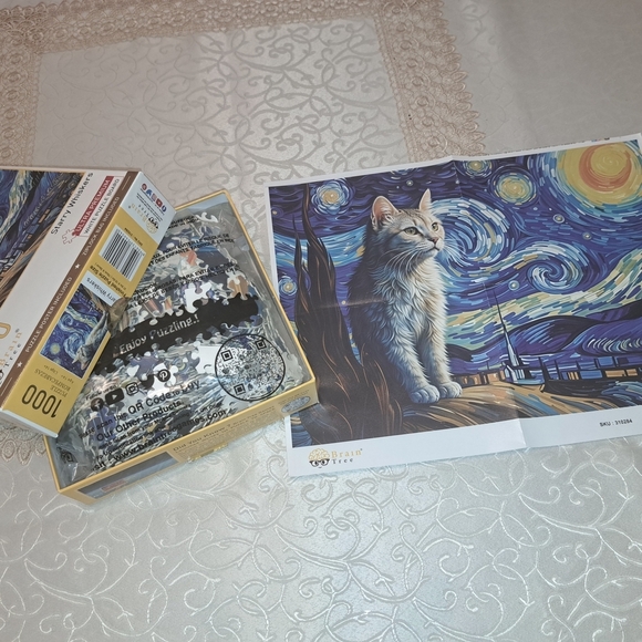 Starry Whiskers 1000-Piece Puzzle - Blue and White - Picture 8 of 8